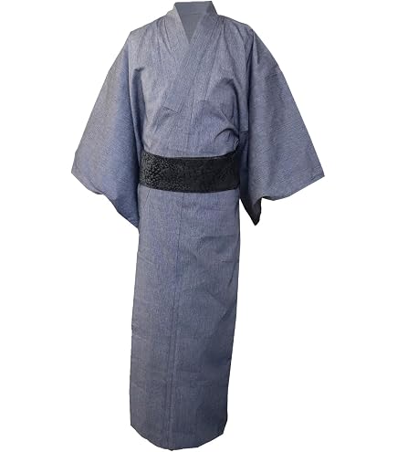 Amazon.co.jp: 浴衣 綿麻 粋な夏着物 菊柄 黒 半幅帯 カラシ 2点